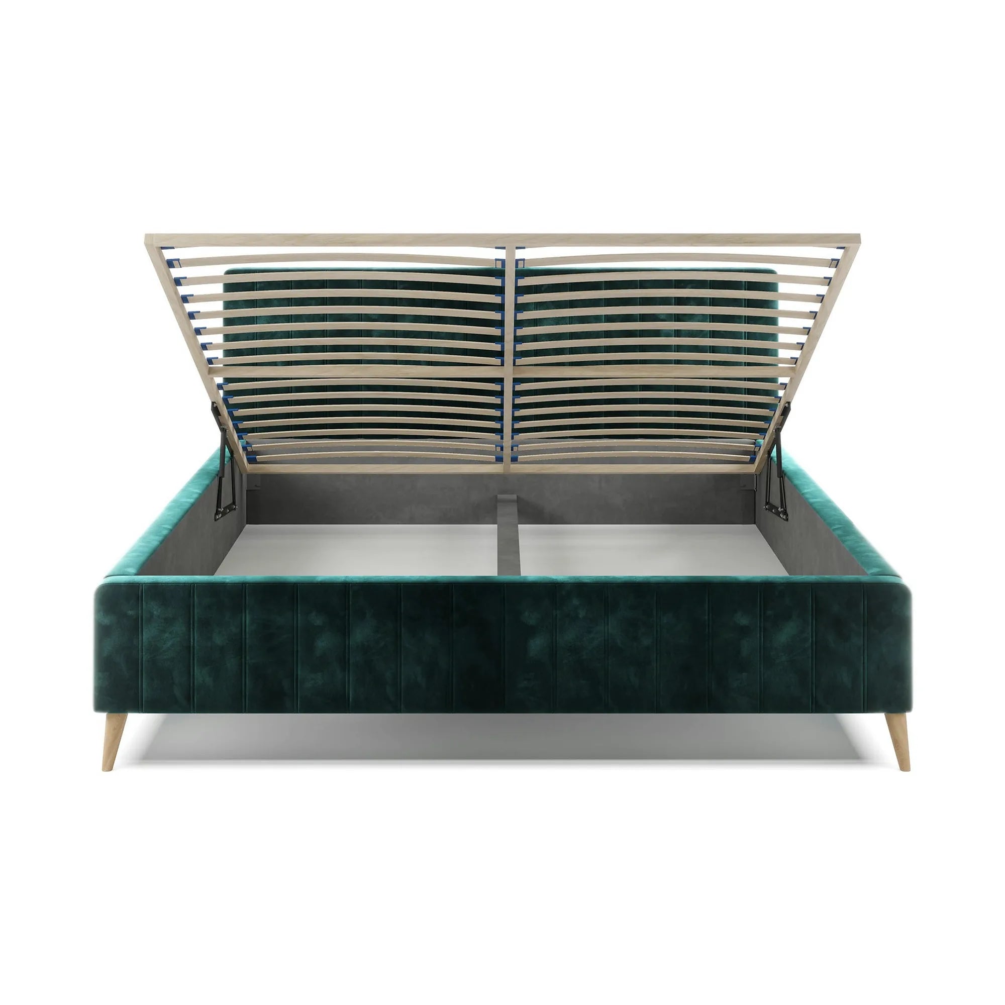 Pat MAGGIE SR 180x200, stofa catifelata bej - Riviera 16, cu suport saltea si sistem de reglare