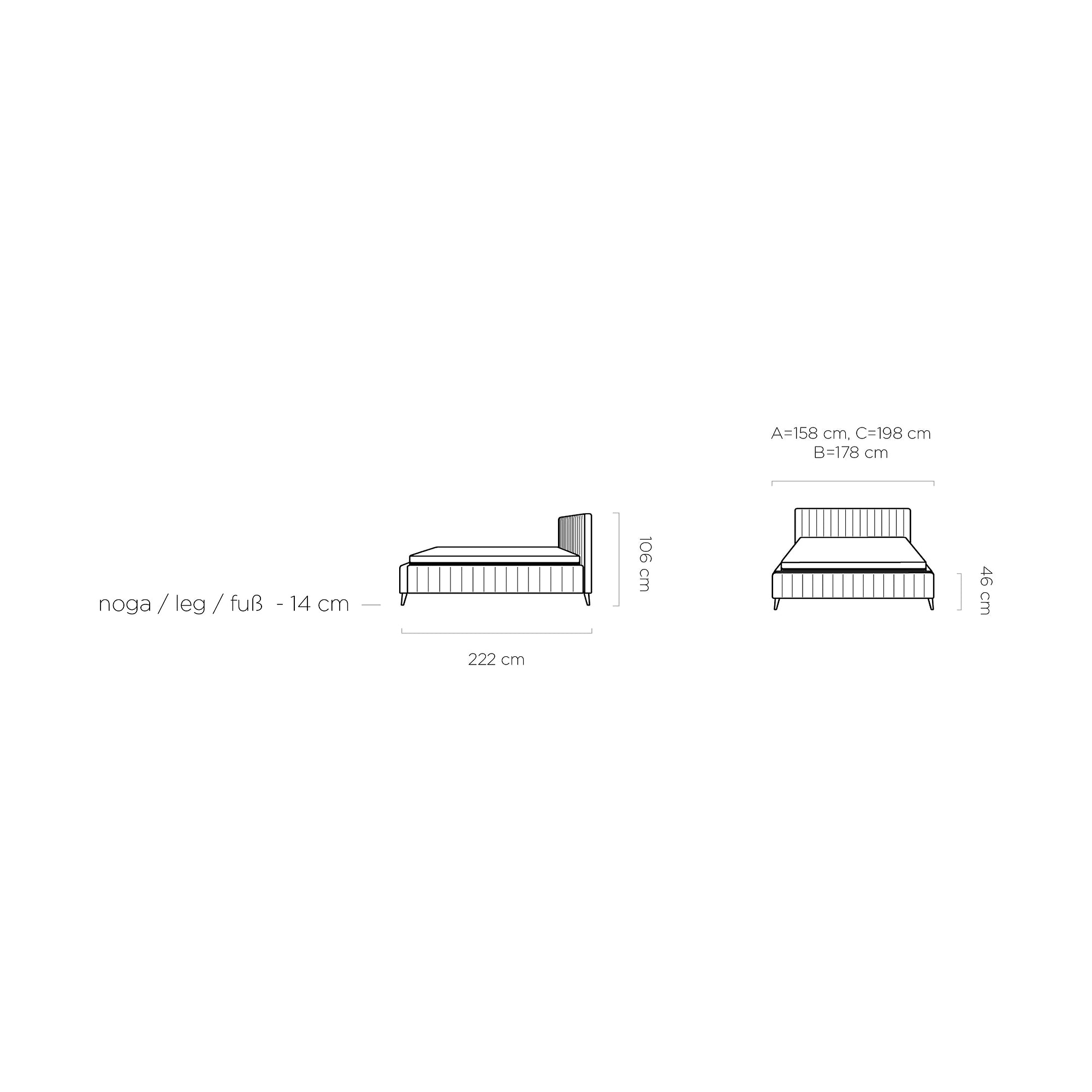 Pat MAGGIE SR 180x200, stofa catifelata bej - Riviera 16, cu suport saltea si sistem de reglare