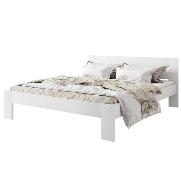 Pat MATILDA 160x200, alb, lemn de fag, cu somiera