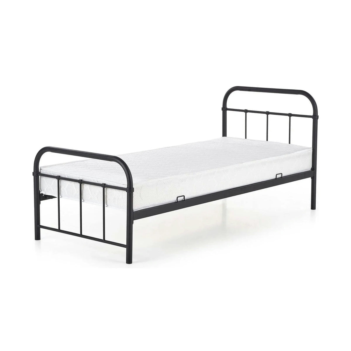 Pat metalic negru Linda 90x200, negru, otel, cu somiera