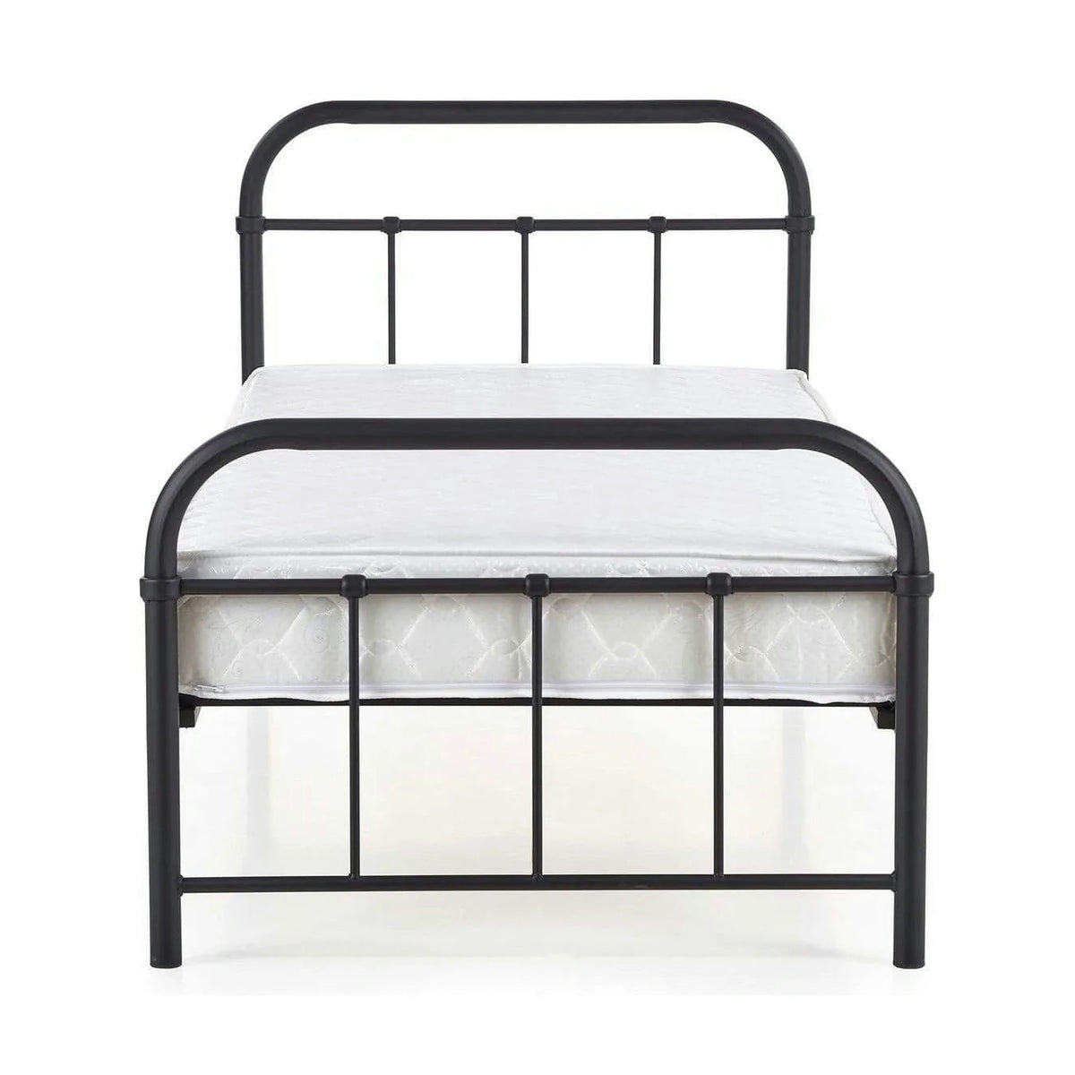 Pat metalic negru Linda 90x200, negru, otel, cu somiera