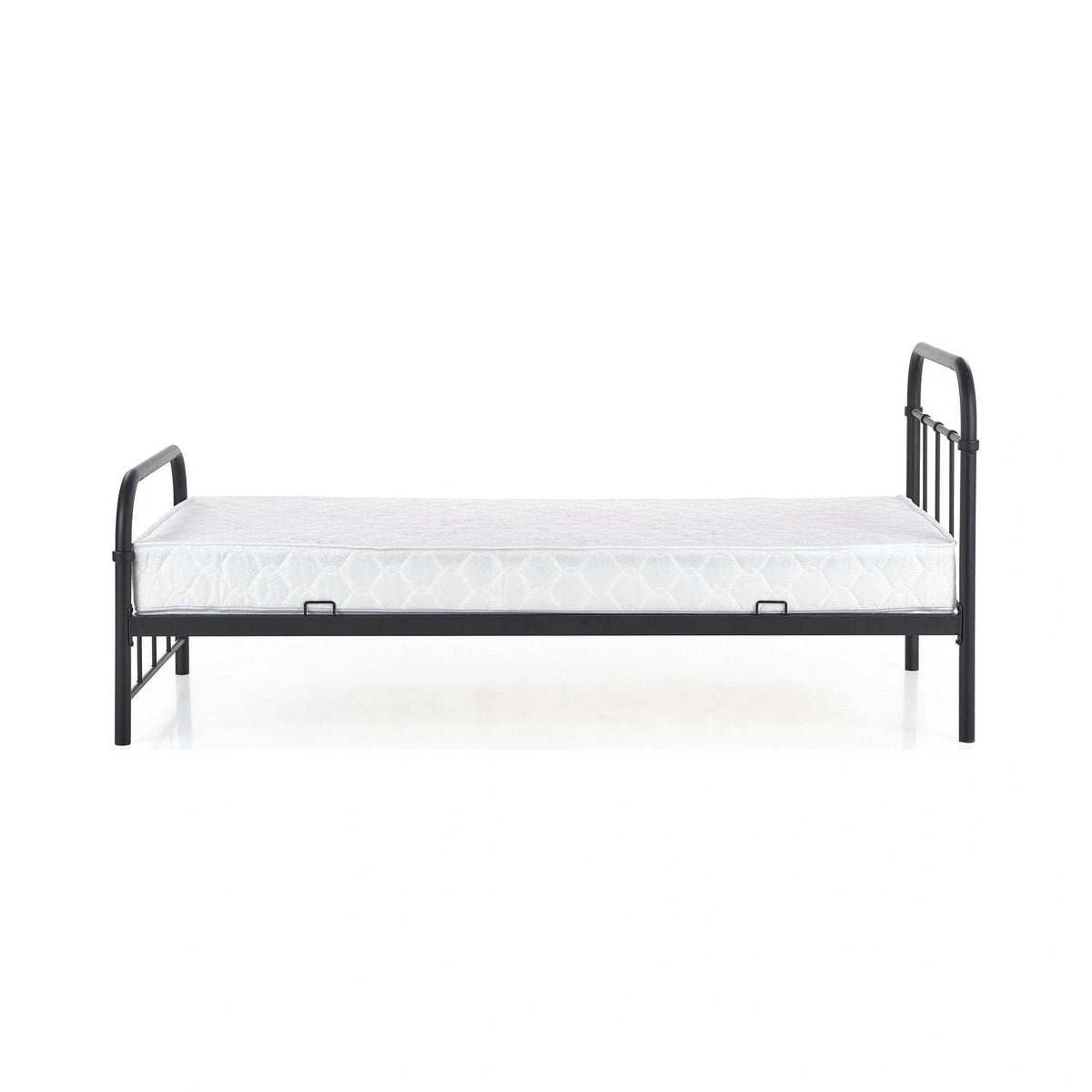 Pat metalic negru Linda 90x200, negru, otel, cu somiera