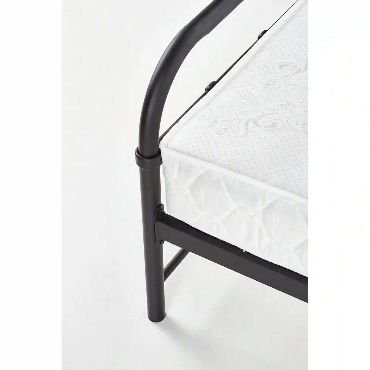 Pat metalic negru Linda 90x200, negru, otel, cu somiera
