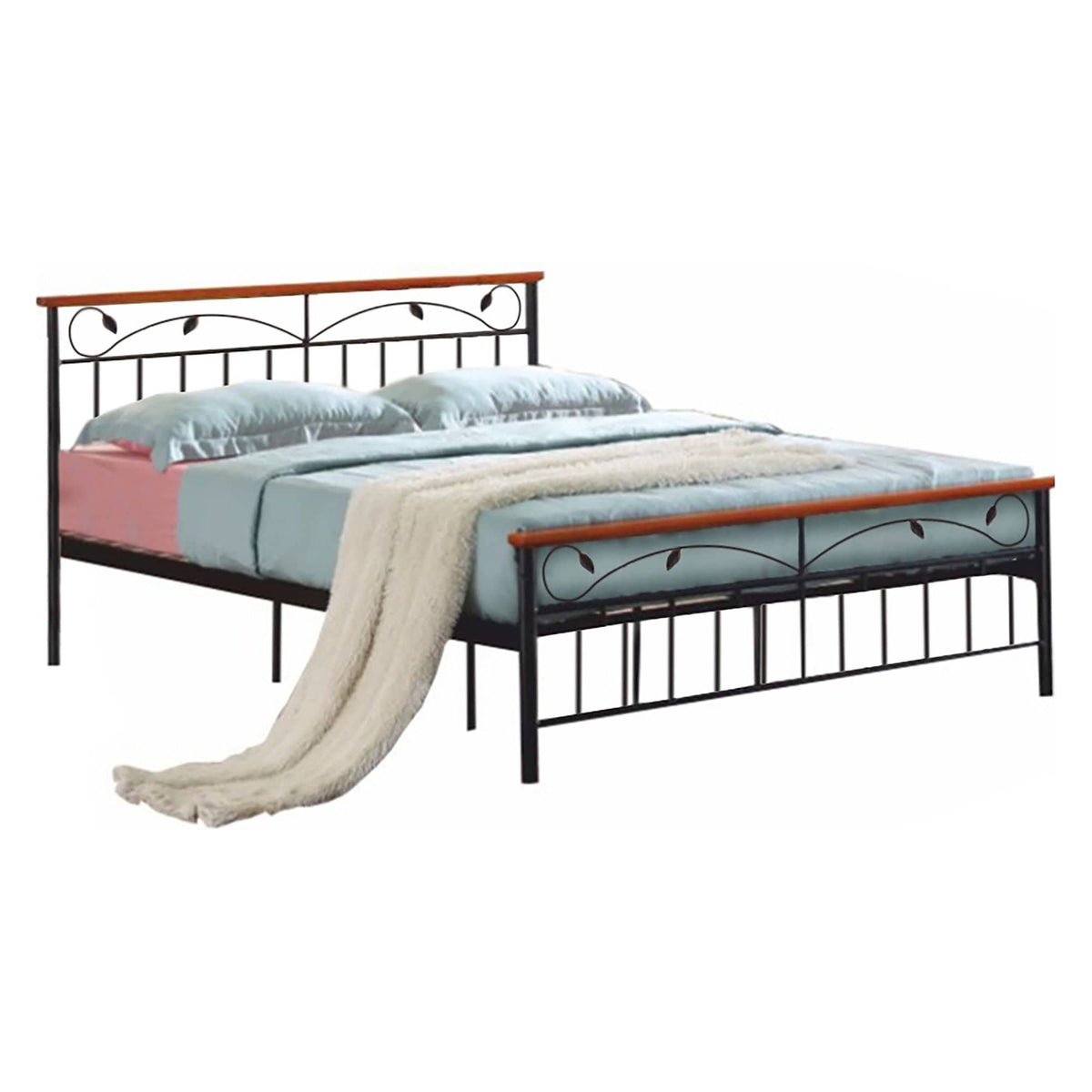 Pat MORENA NEW 160x200, negru/cires, metal/lemn, cu somiera