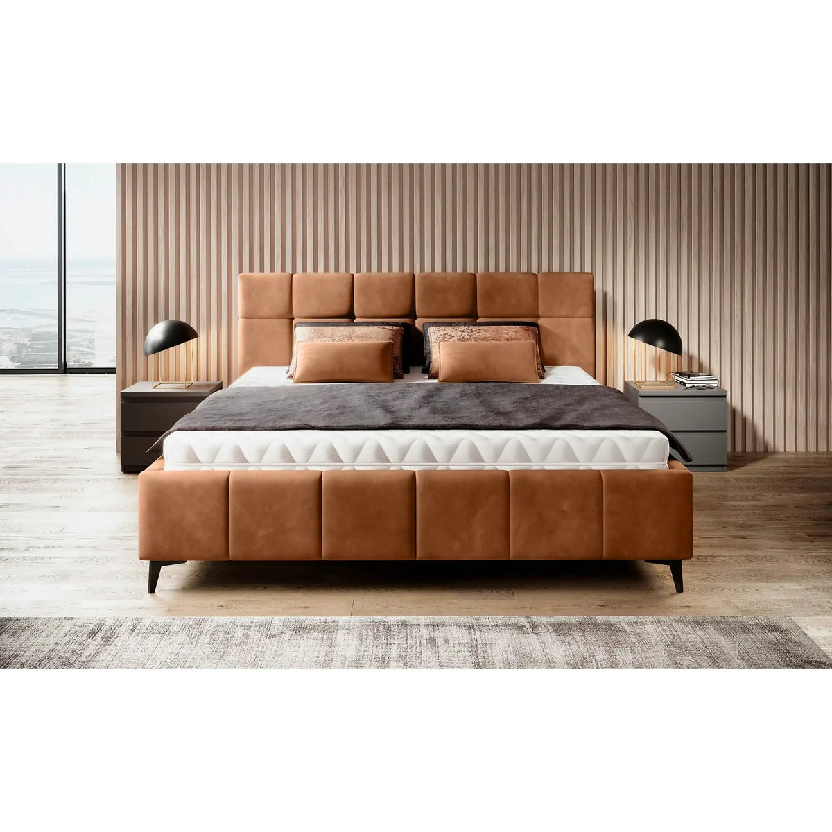Pat NAOMI SR 140x200, personalizabil, somiera metalica si sistem de reglare
