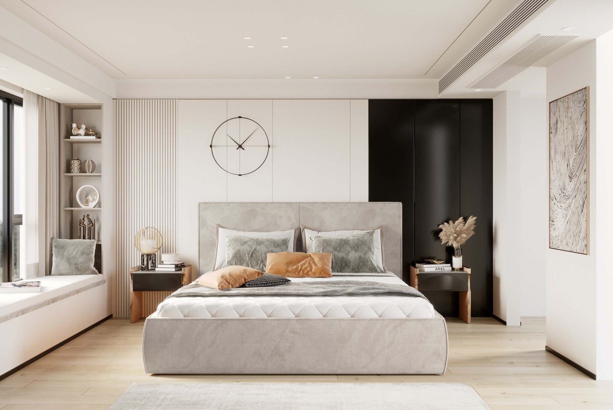 Pat NICOLE 180x200, personalizabil materiale gama Oferta Avantaj, cu somiera metalica, lada depozitare si pistoane