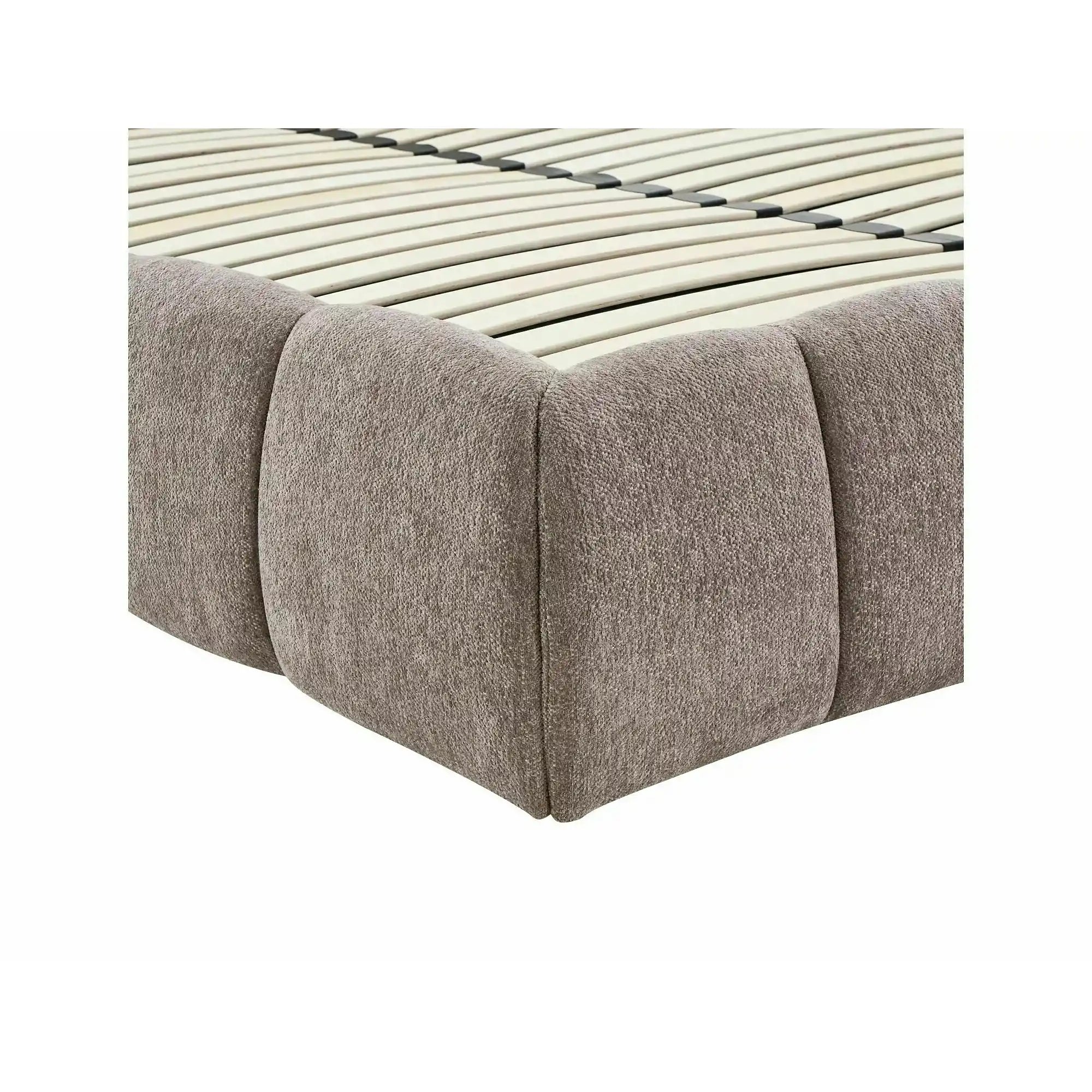 Pat PARMA 140x200, bej închis, stofă, cu spațiu de depozitare
