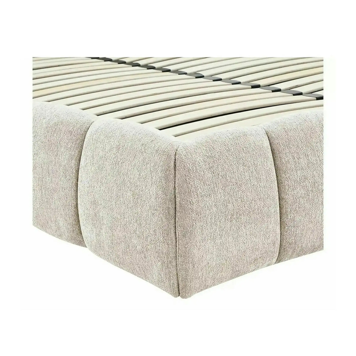 Pat PARMA 140x200, bej, stofă, cu spațiu de depozitare