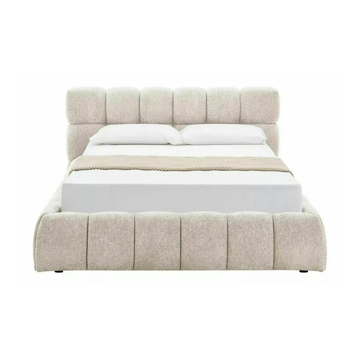Pat PARMA 140x200, bej, stofă, cu spațiu de depozitare