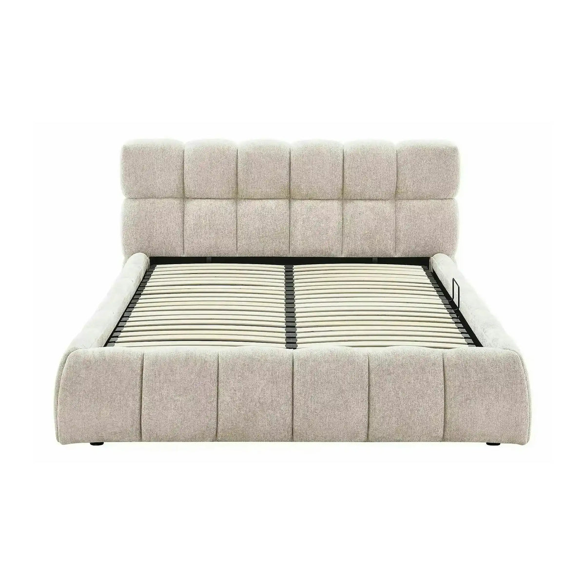 Pat PARMA 140x200, bej, stofă, cu spațiu de depozitare