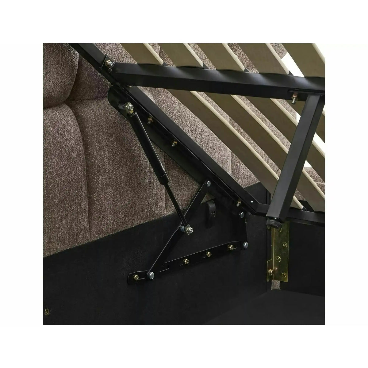 Pat PARMA 160x200, bej închis, stofă, cu spațiu de depozitare