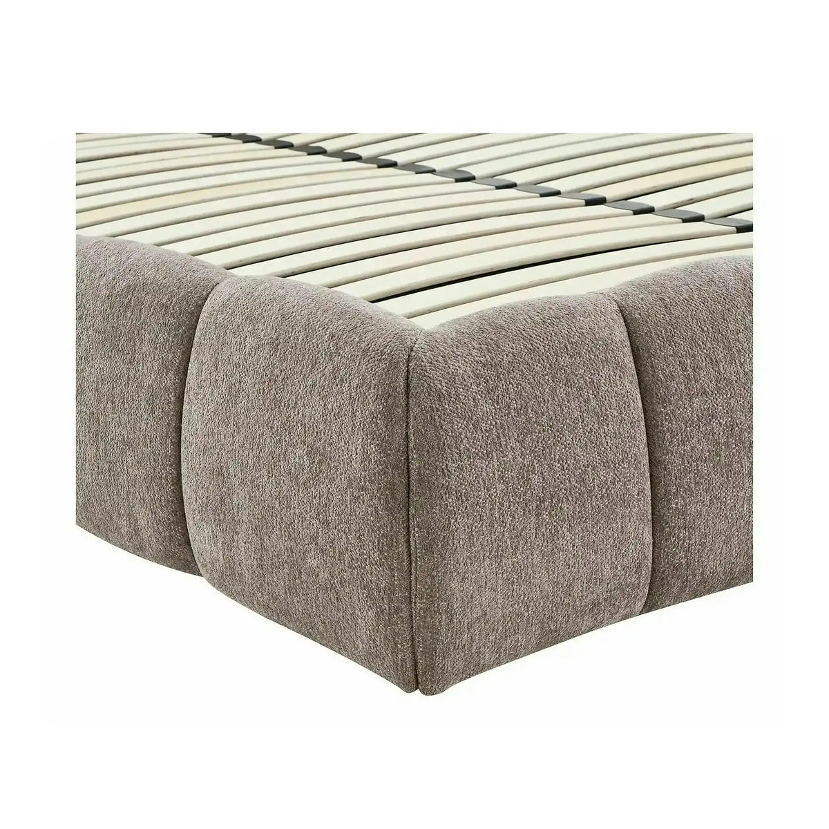 Pat PARMA 160x200, bej închis, stofă, cu spațiu de depozitare