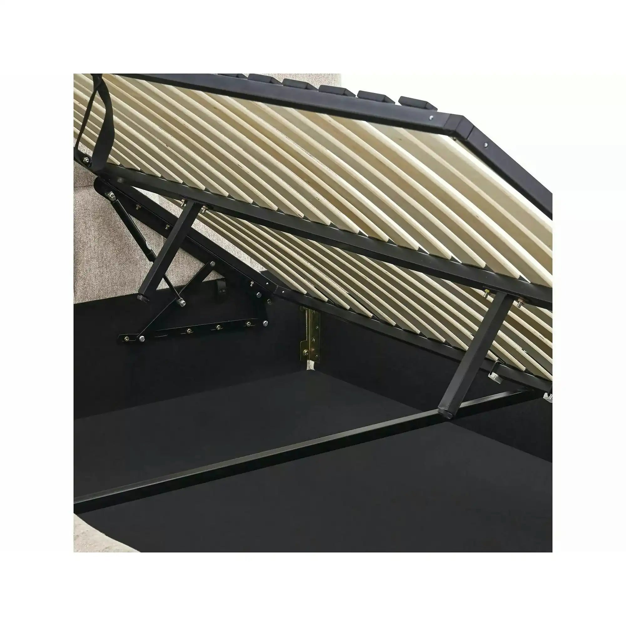 Pat PARMA 160x200, bej, stofă, cu spațiu de depozitare
