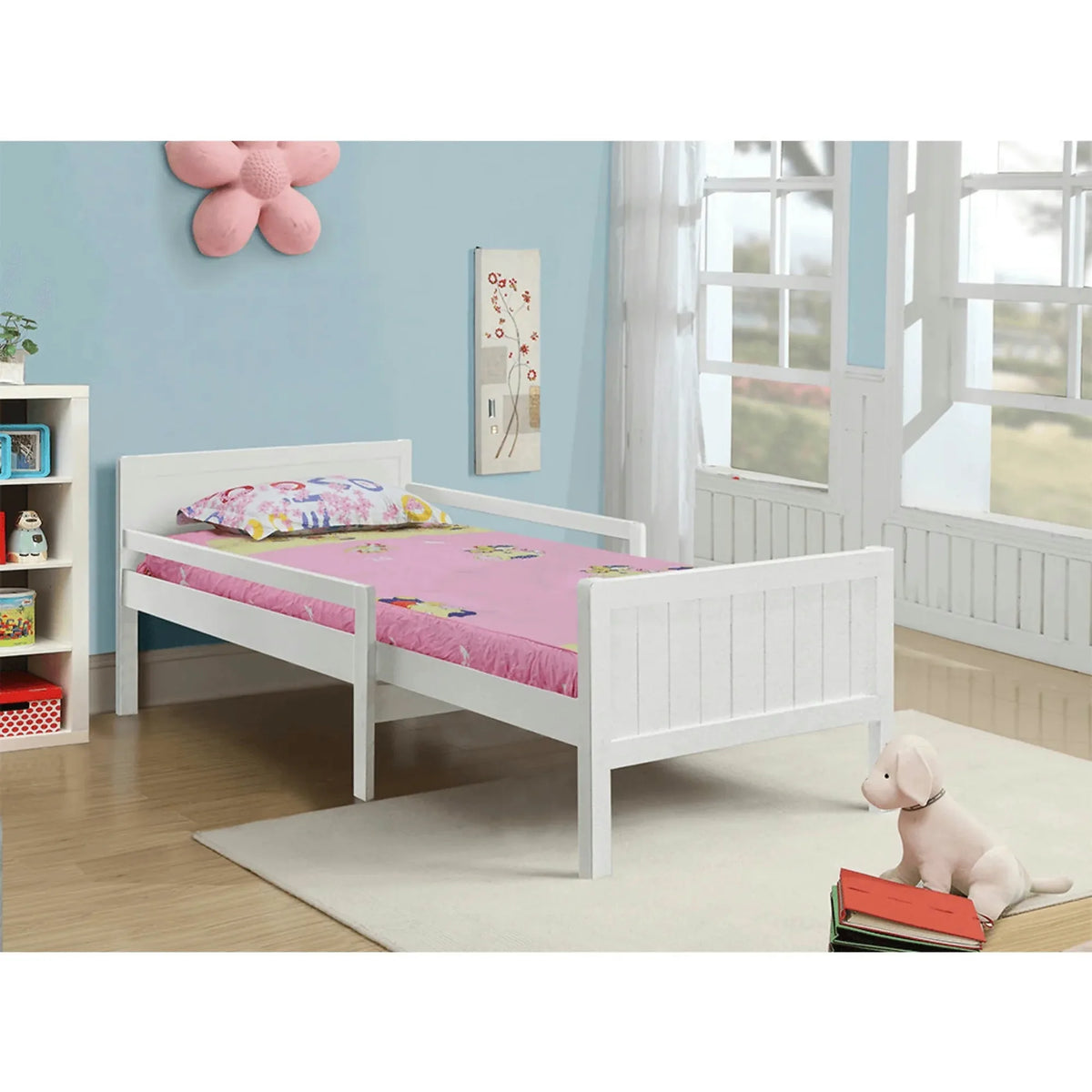 Pat pentru copii EUNIKA 90x200, alb, lemn, cu somiera