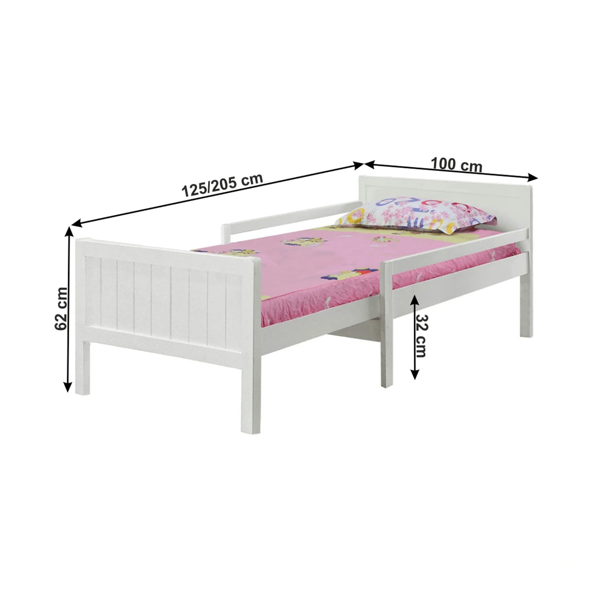 Pat pentru copii EUNIKA 90x200, alb, lemn, cu somiera