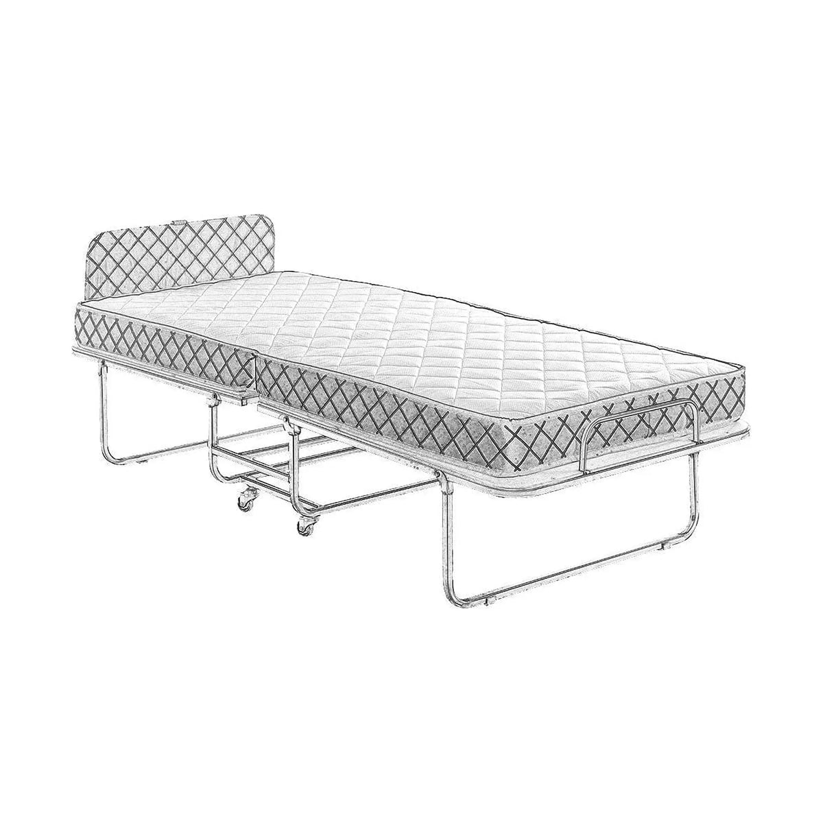 Pat pliabil XL Katlanir 90x200, stejar/negru, placaj/metal, cu saltea si somiera
