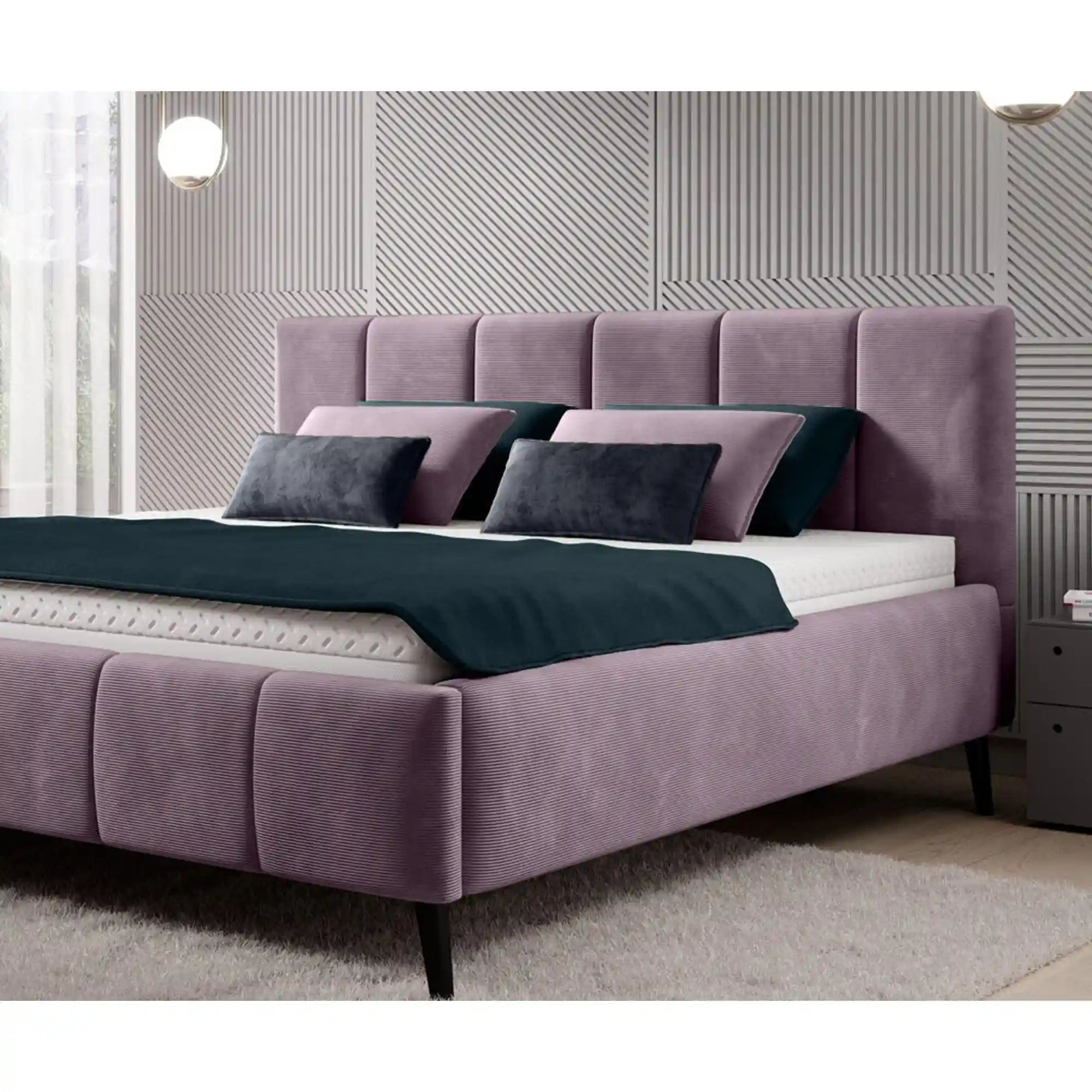 Pat RIVA SR 160x200 stofa catifelata maro - Monolith 15, cu suport saltea si sistem de reglare