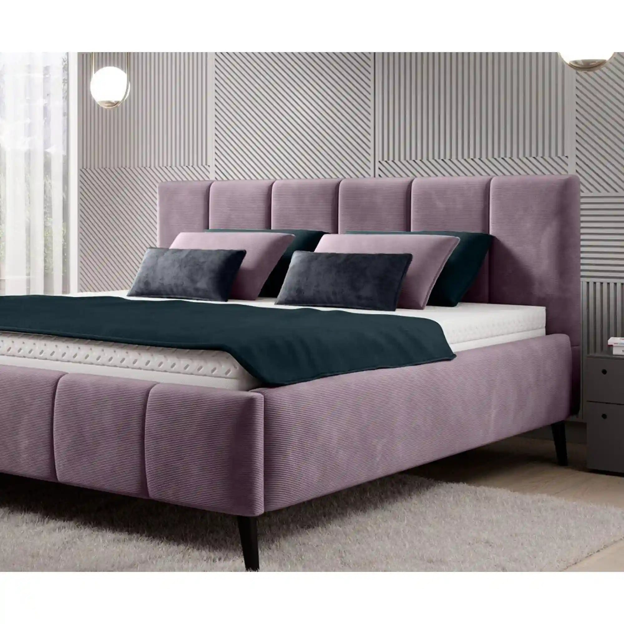 Pat RIVA SR 160x200, stofa galben mustar - Whisper 10, Gama Premium, cu suport saltea si sistem de reglare