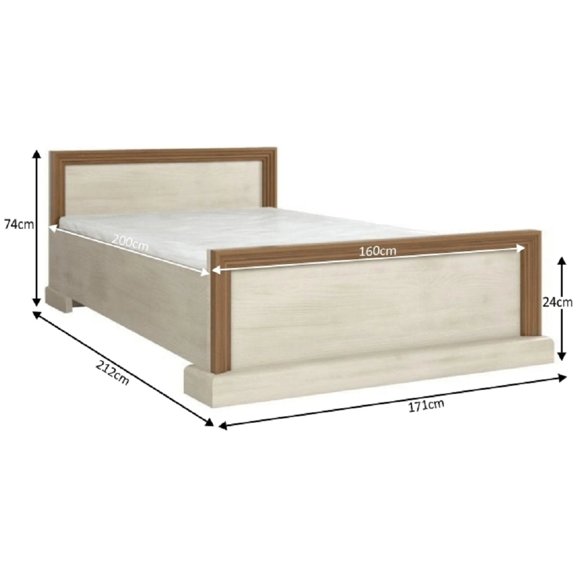 Pat ROYAL L1 160x200, pin nordic/stejar salbatic, PAL melaminat, cu somiera