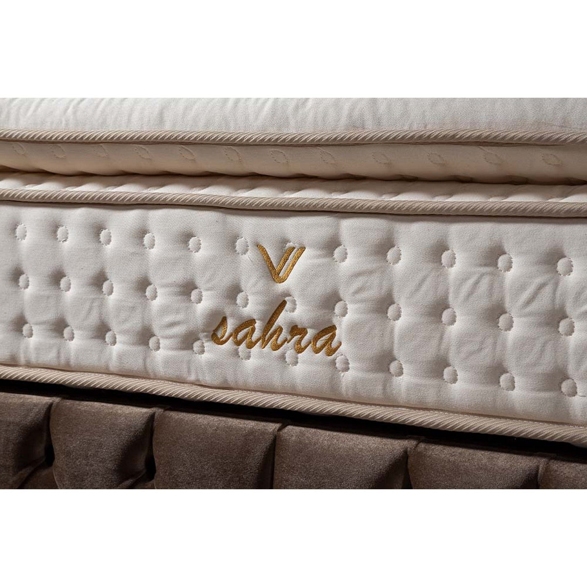 Pat SAHRA 160x200, stofa catifelata maro inchis - Luna 04, cu somiera si spatiu depozitare