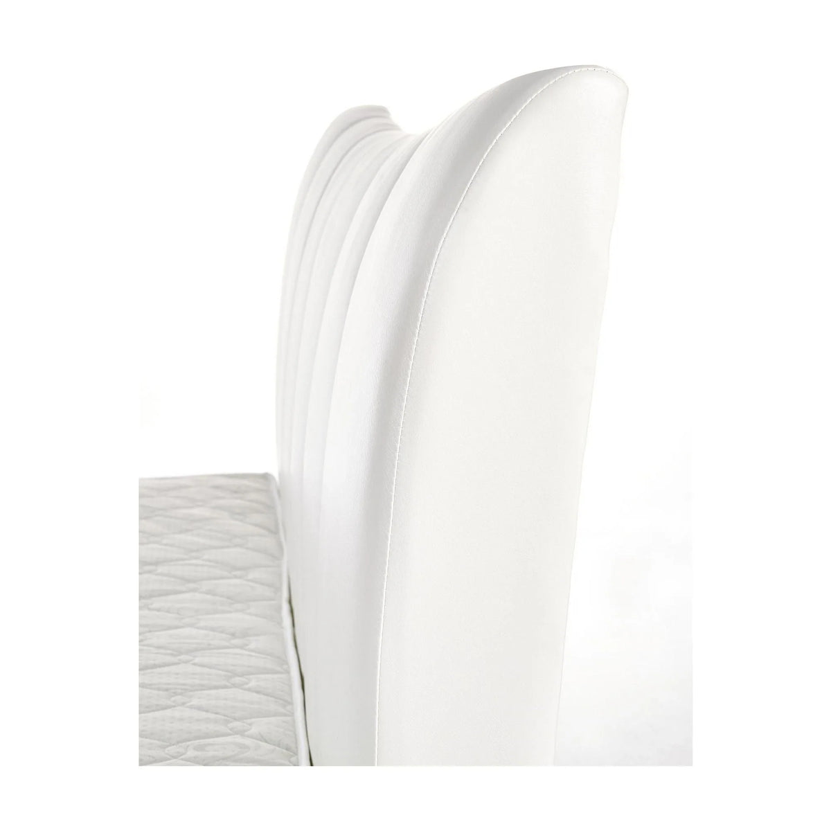 Pat SANDY 160x200, alb, piele ecologica/lemn, cu somiera