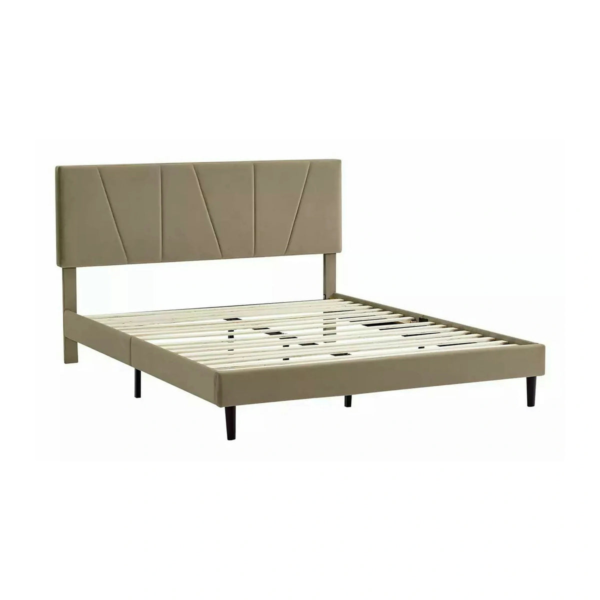 Pat SAVANA 160x200, stofa catifelata bej - Bluvel 28, cu suport saltea