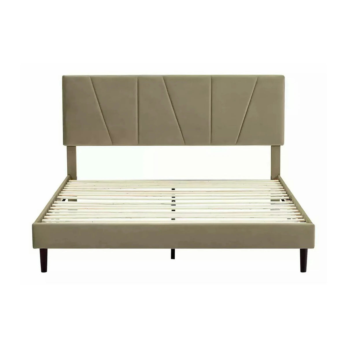 Pat SAVANA 160x200, stofa catifelata bej - Bluvel 28, cu suport saltea