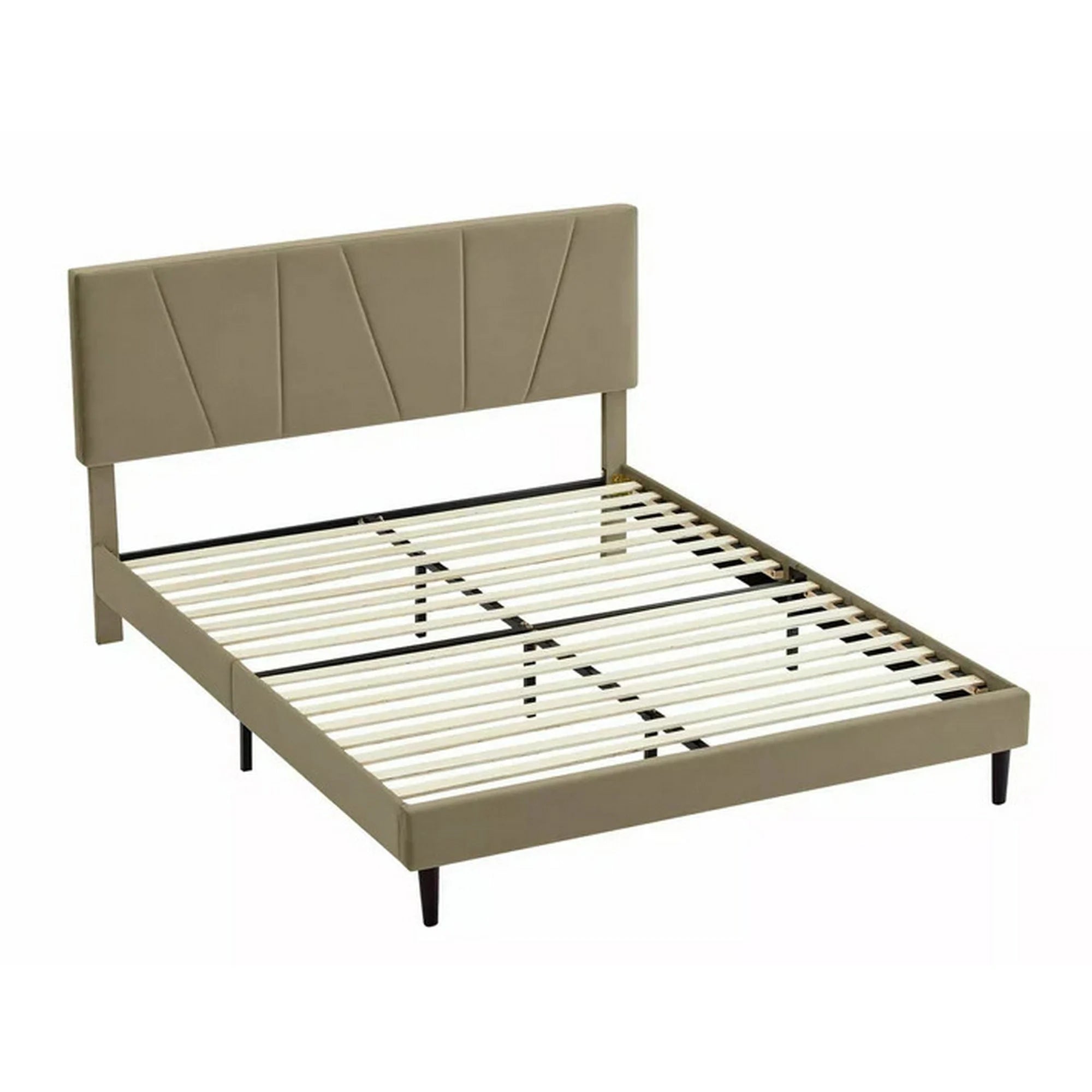 Pat SAVANA 160x200, stofa catifelata bej - Bluvel 28, cu suport saltea