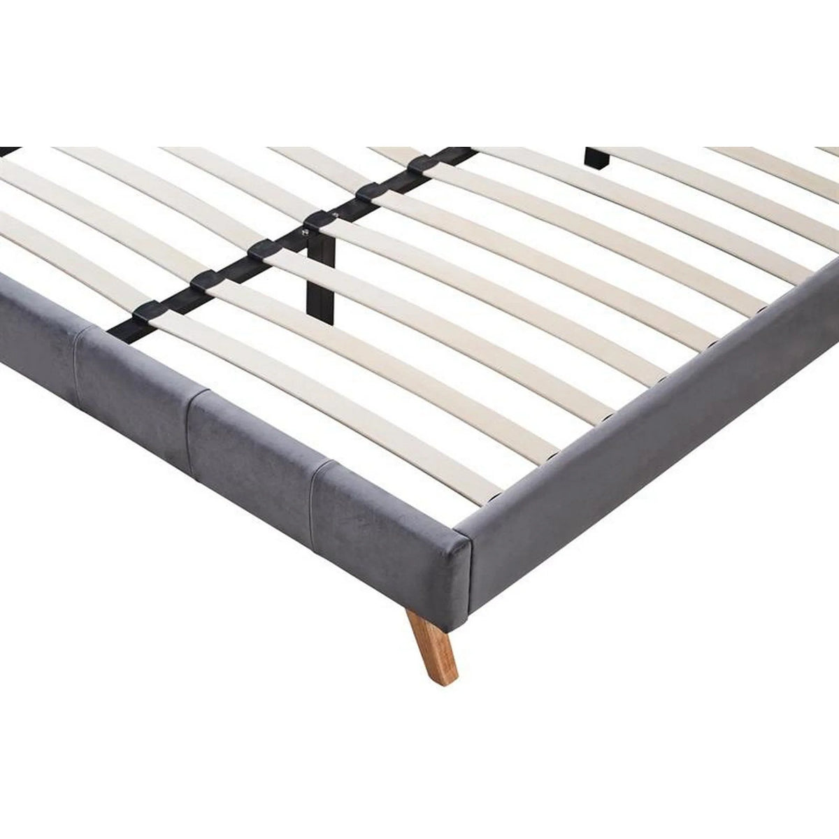 Pat Scandino 160x200, stofa catifelata gri, cu somiera