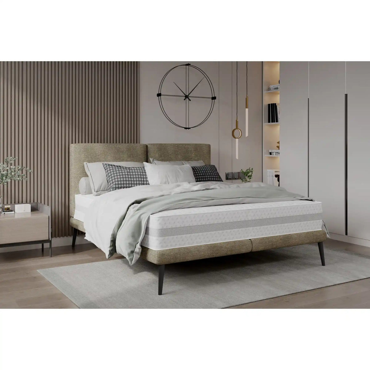 Pat SELENE 140x200, personalizabil materiale Gama Premium, cu suport pentru saltea