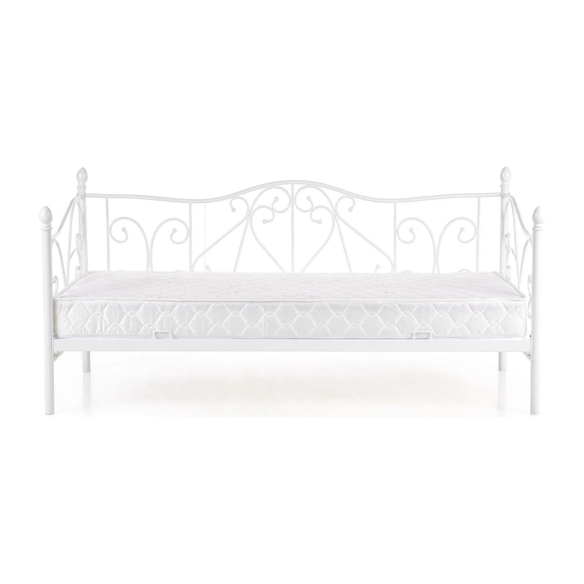 Pat Sumatra 90x200, alb, otel, cu somiera