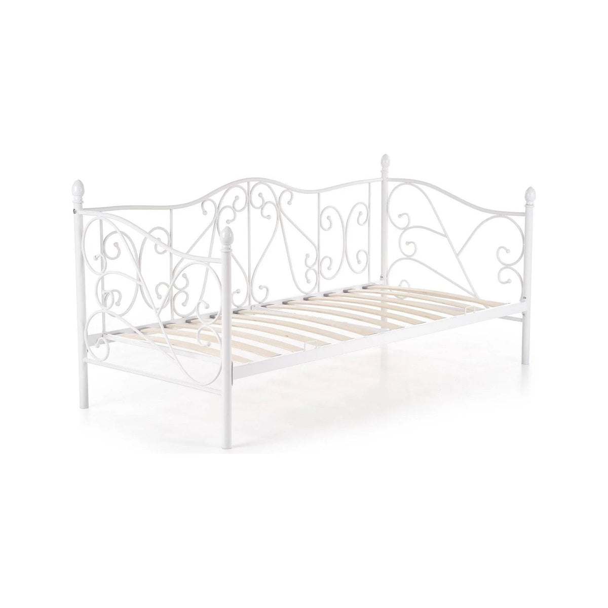 Pat Sumatra 90x200, alb, otel, cu somiera