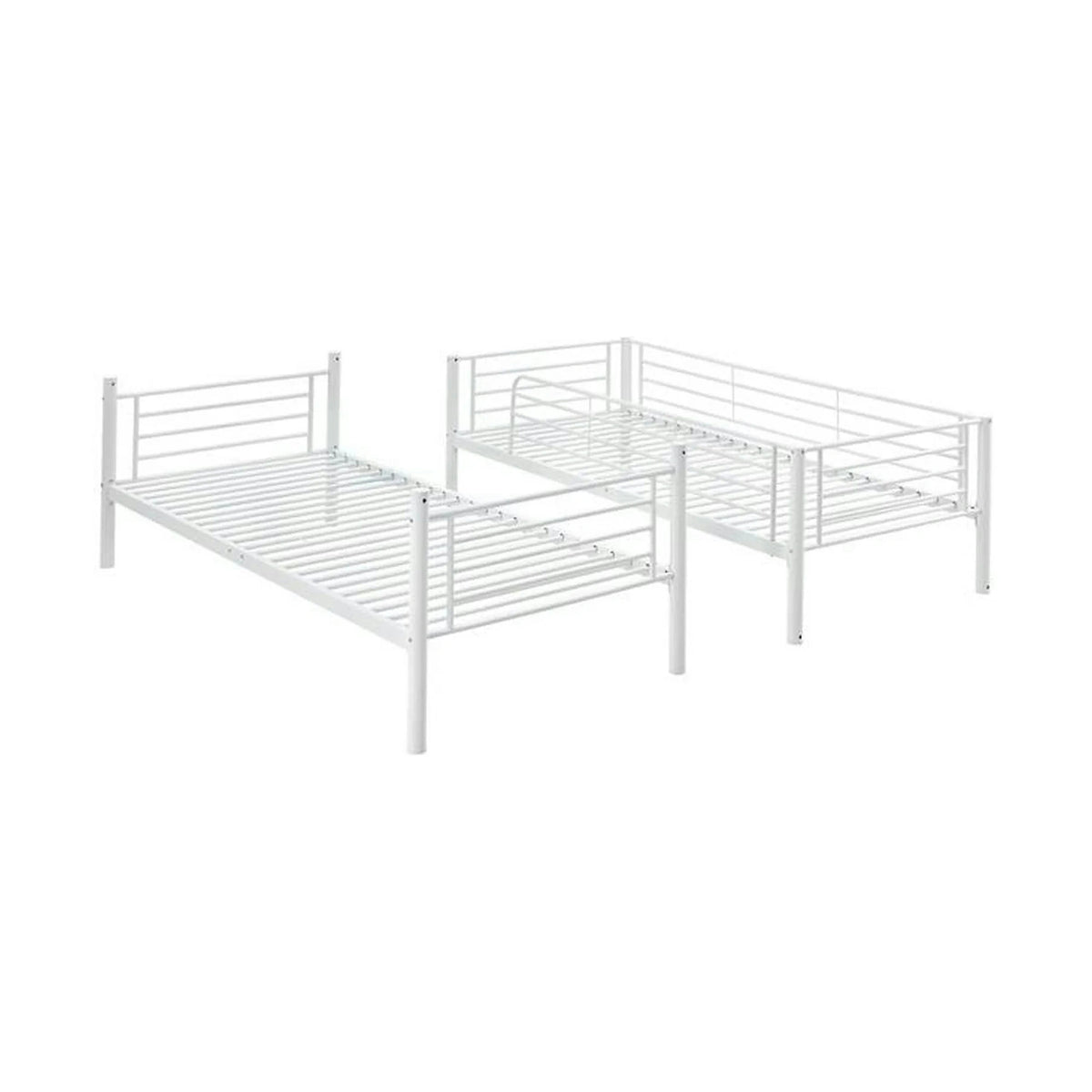 Pat supraetajat BUNKY 90x200, alb, metal, cu somiera