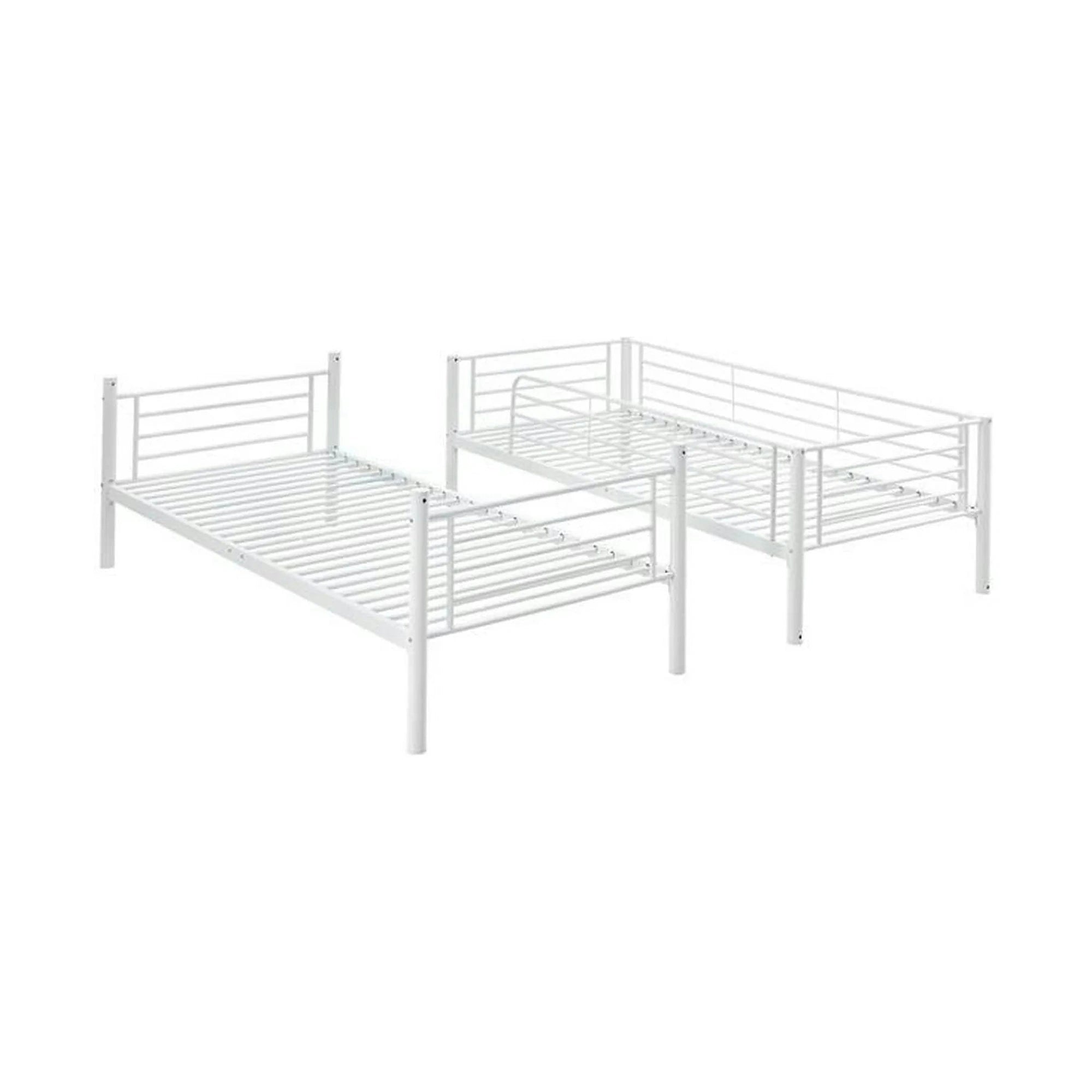 Pat supraetajat BUNKY 90x200, alb, metal, cu somiera