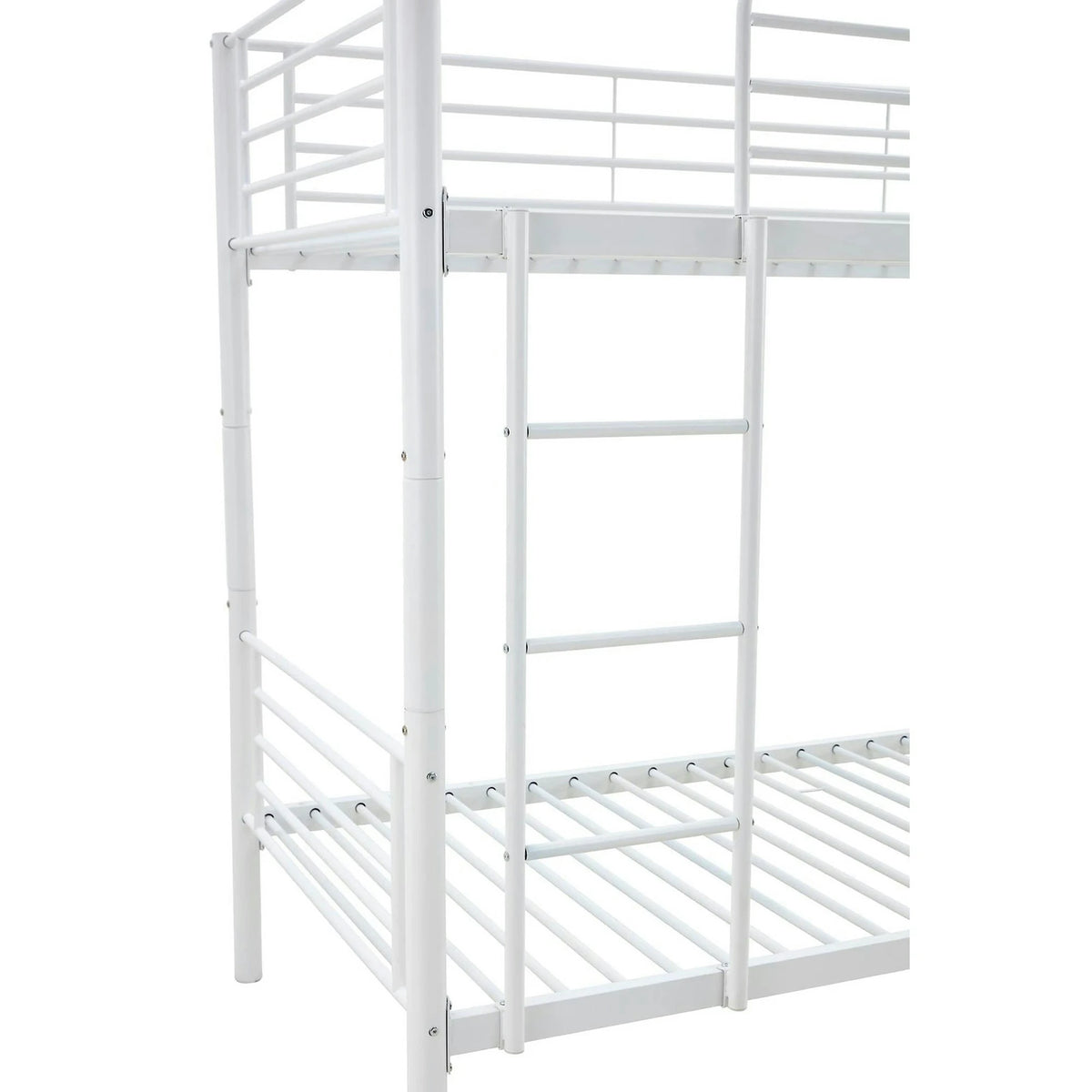 Pat supraetajat BUNKY 90x200, alb, metal, cu somiera