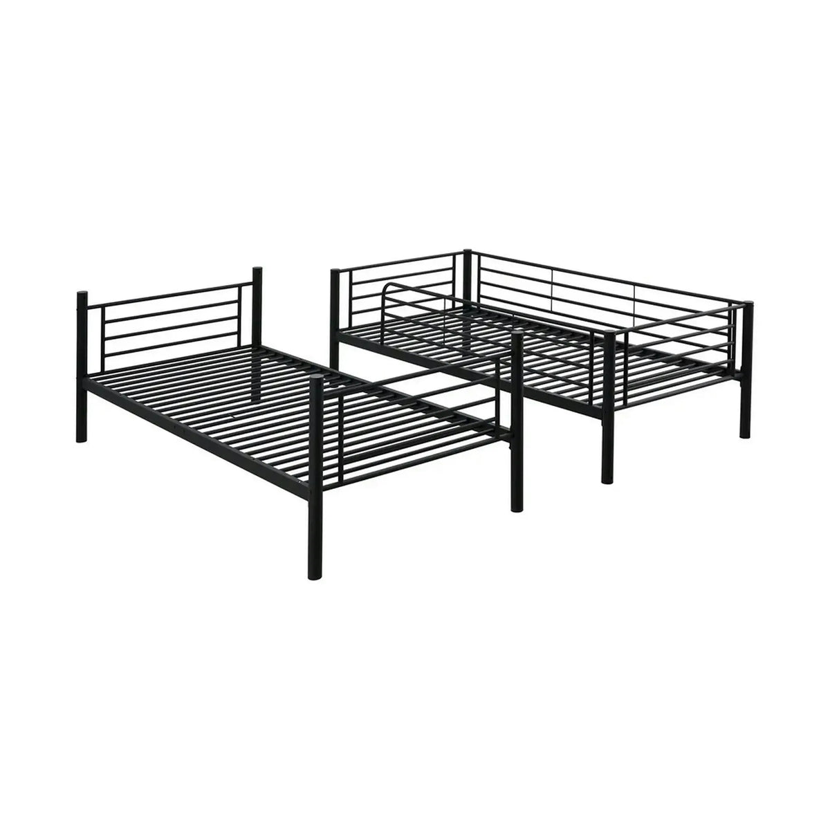 Pat supraetajat BUNKY 90x200, negru, metal, cu somiera