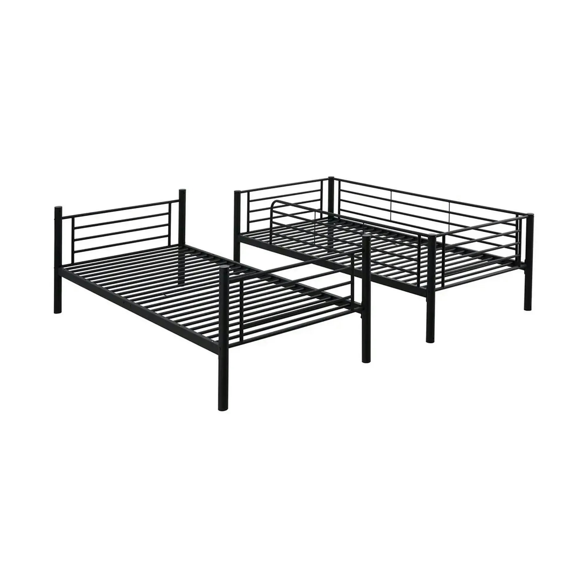Pat supraetajat BUNKY 90x200, negru, metal, cu somiera