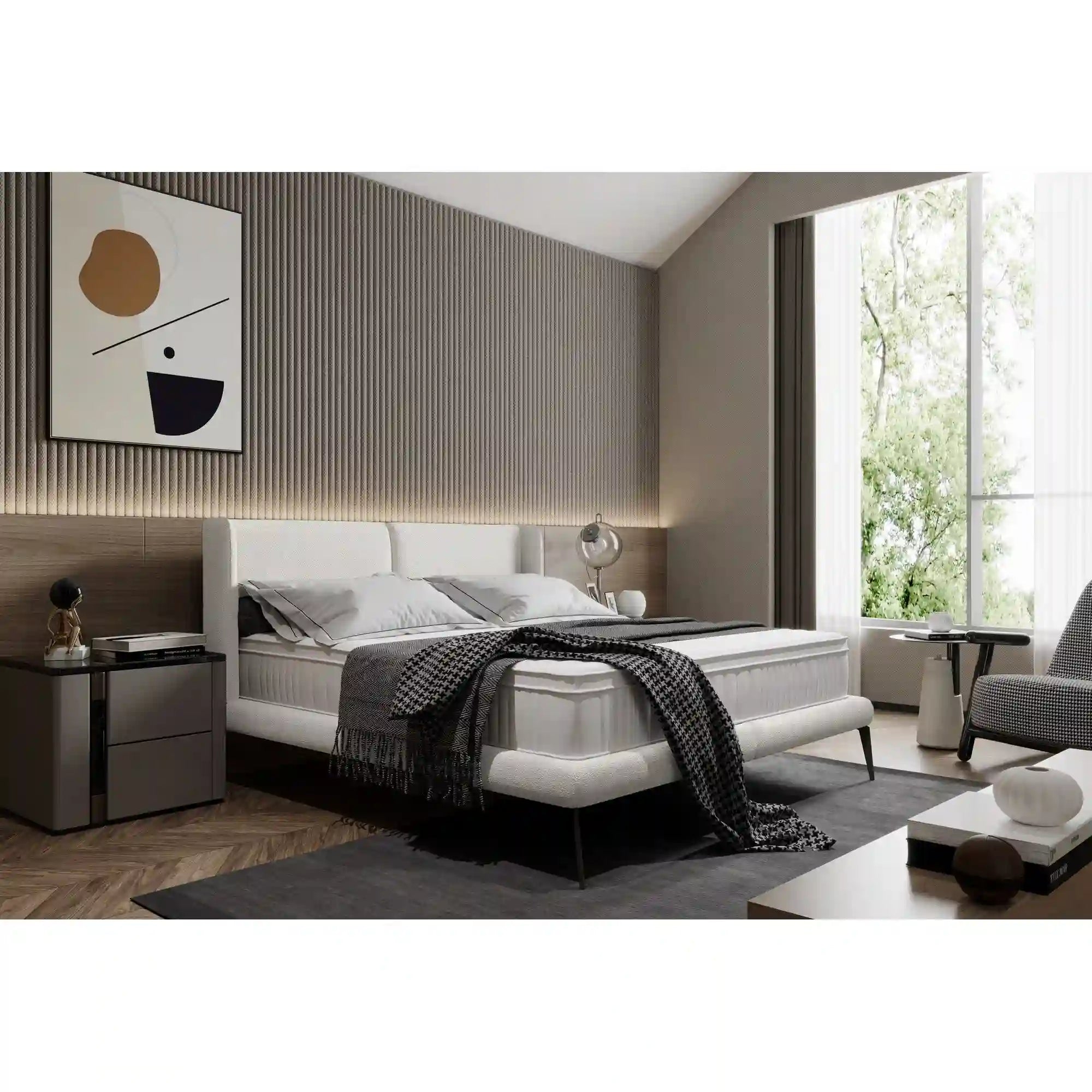 Pat TESSINA 160x200, personalizabil materiale Gama Premium, cu somiera