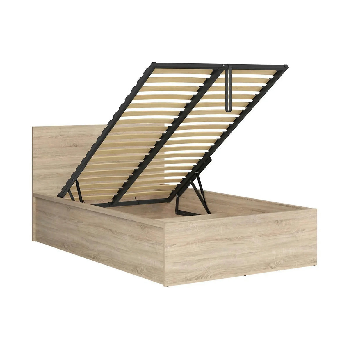 Pat TETRIX 120x200, stejar sonoma, PAL laminat, cu somiera si lada depozitare