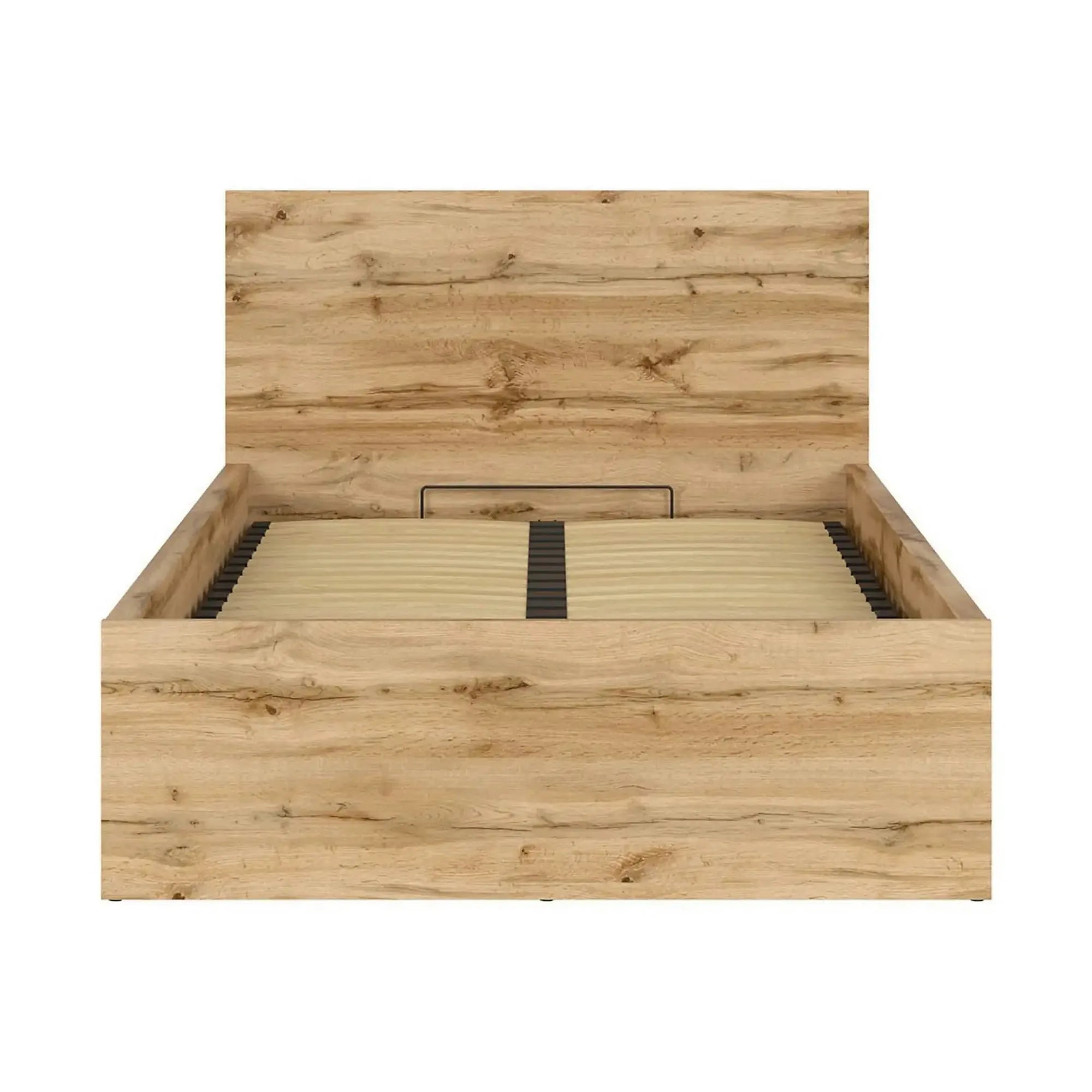 Pat TETRIX 120x200, stejar wotan, PAL laminat, cu somiera si lada depozitare