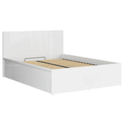 Pat TETRIX 140x200, alb lucios, PAL, cu somiera si spatiu depozitare
