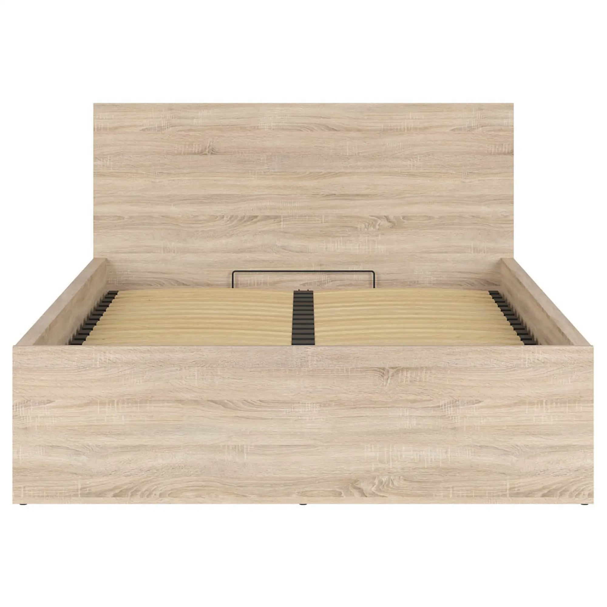 Pat TETRIX 140x200, stejar sonoma, PAL, cu somiera si spatiu depozitare
