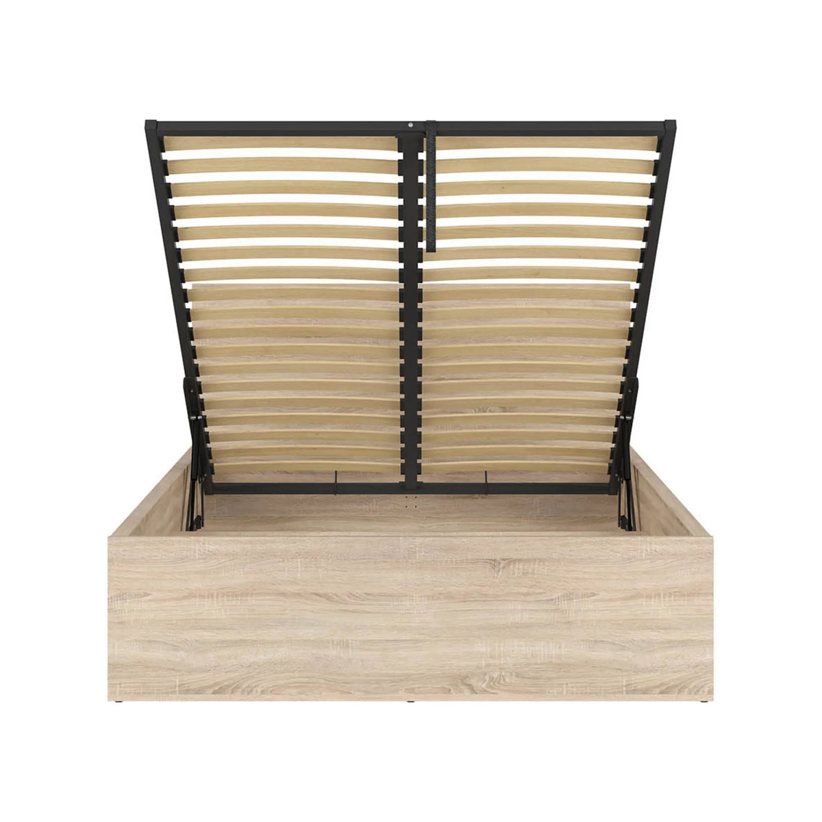 Pat TETRIX 140x200, stejar sonoma, PAL, cu somiera si spatiu depozitare