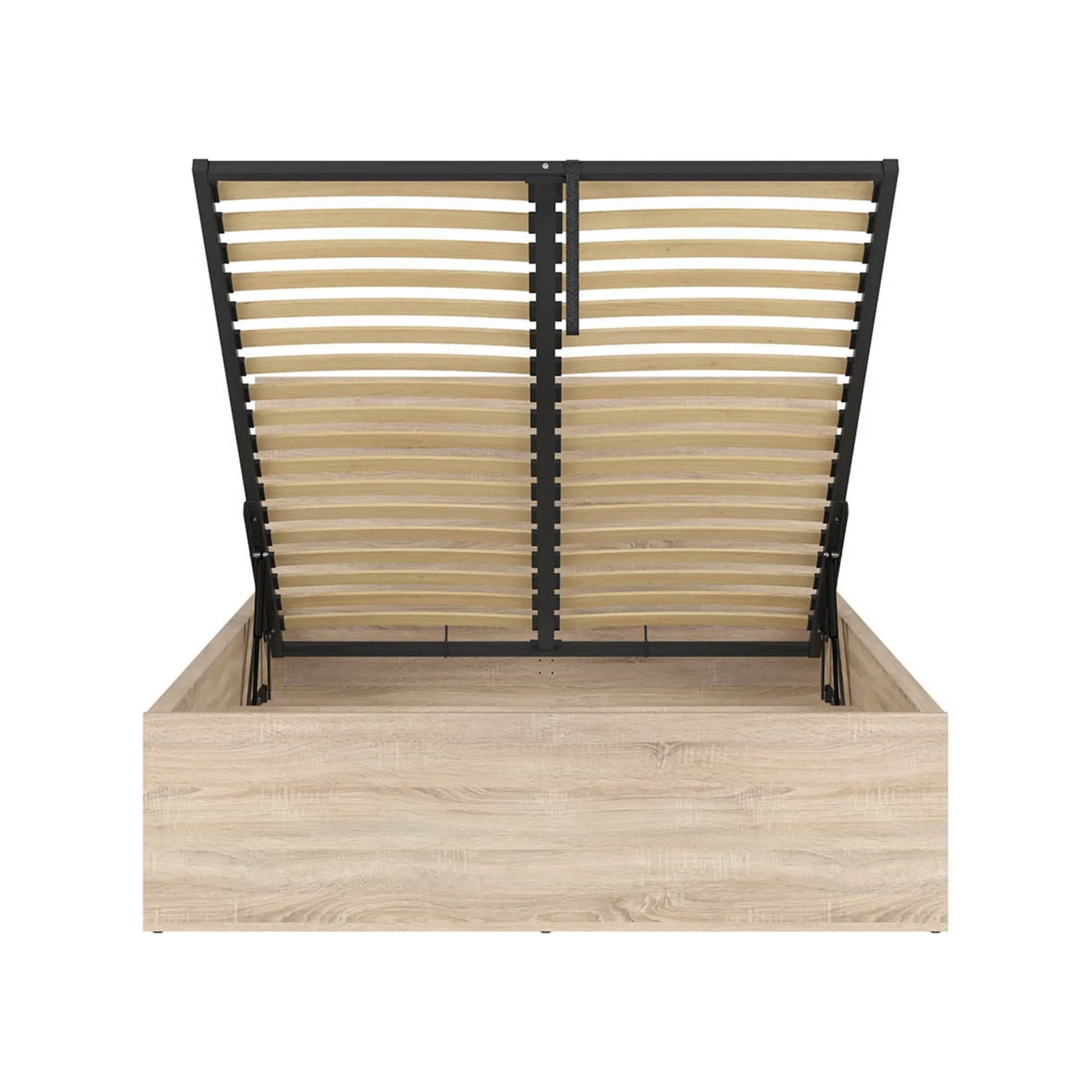 Pat TETRIX 140x200, stejar sonoma, PAL, cu somiera si spatiu depozitare