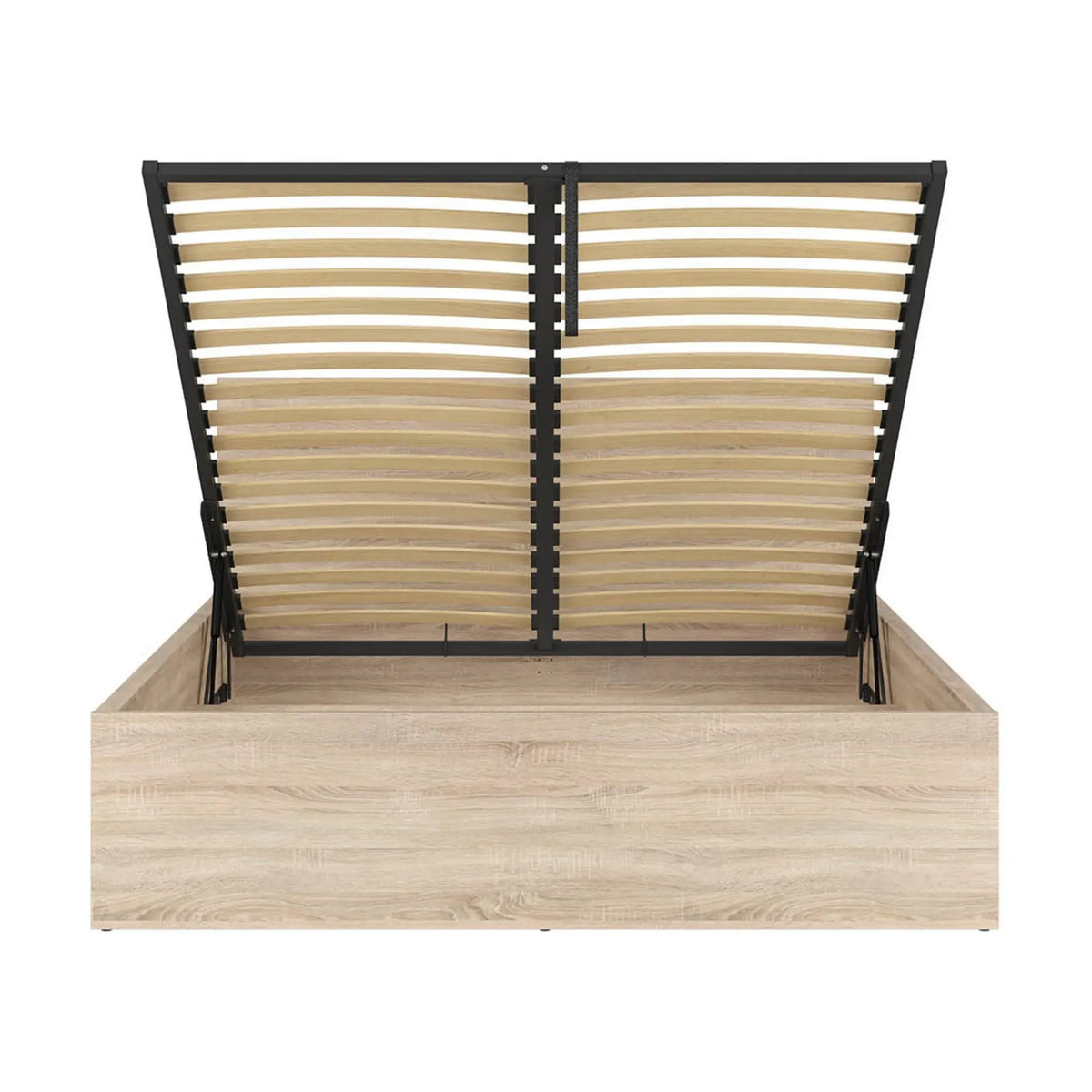 Pat TETRIX 160x200, stejar sonoma, PAL, cu somiera si spatiu depozitare