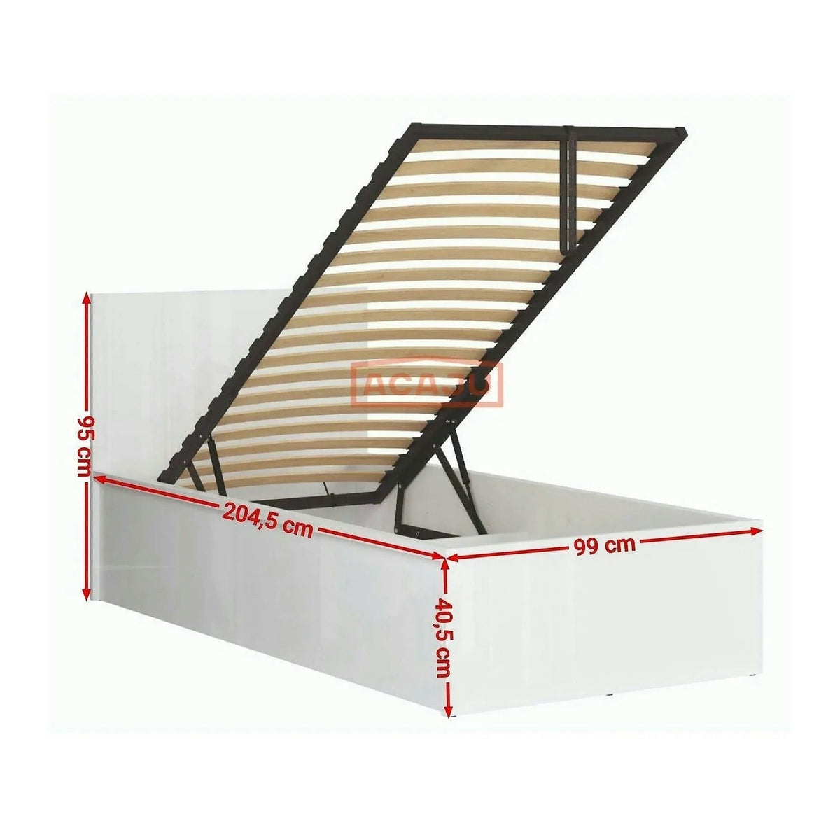 Pat TETRIX 90x200, alb, PAL, cu somiera