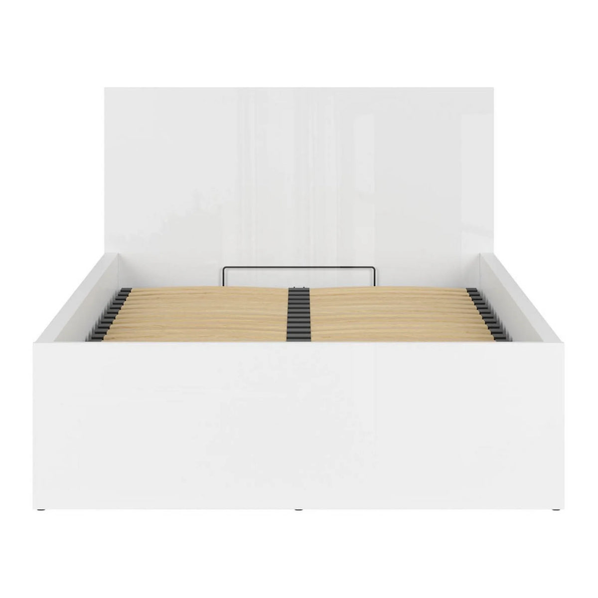 Pat TRETIX 120x200, alb lucios, PAL laminat, cu somiera si lada depozitare