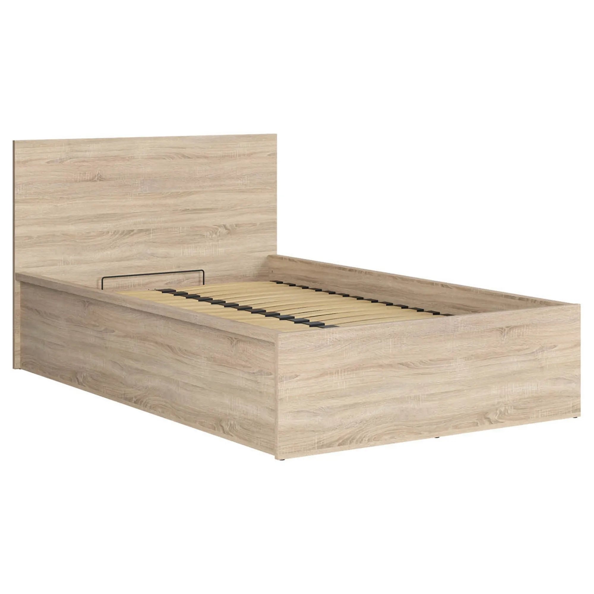 Pat TRETIX 120x200, stejar sonoma, PAL laminat, cu somiera si lada depozitare