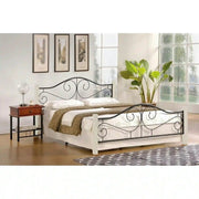 Pat VIOLETTA 160x200, ecru/negru, lemn/otel, cu somiera