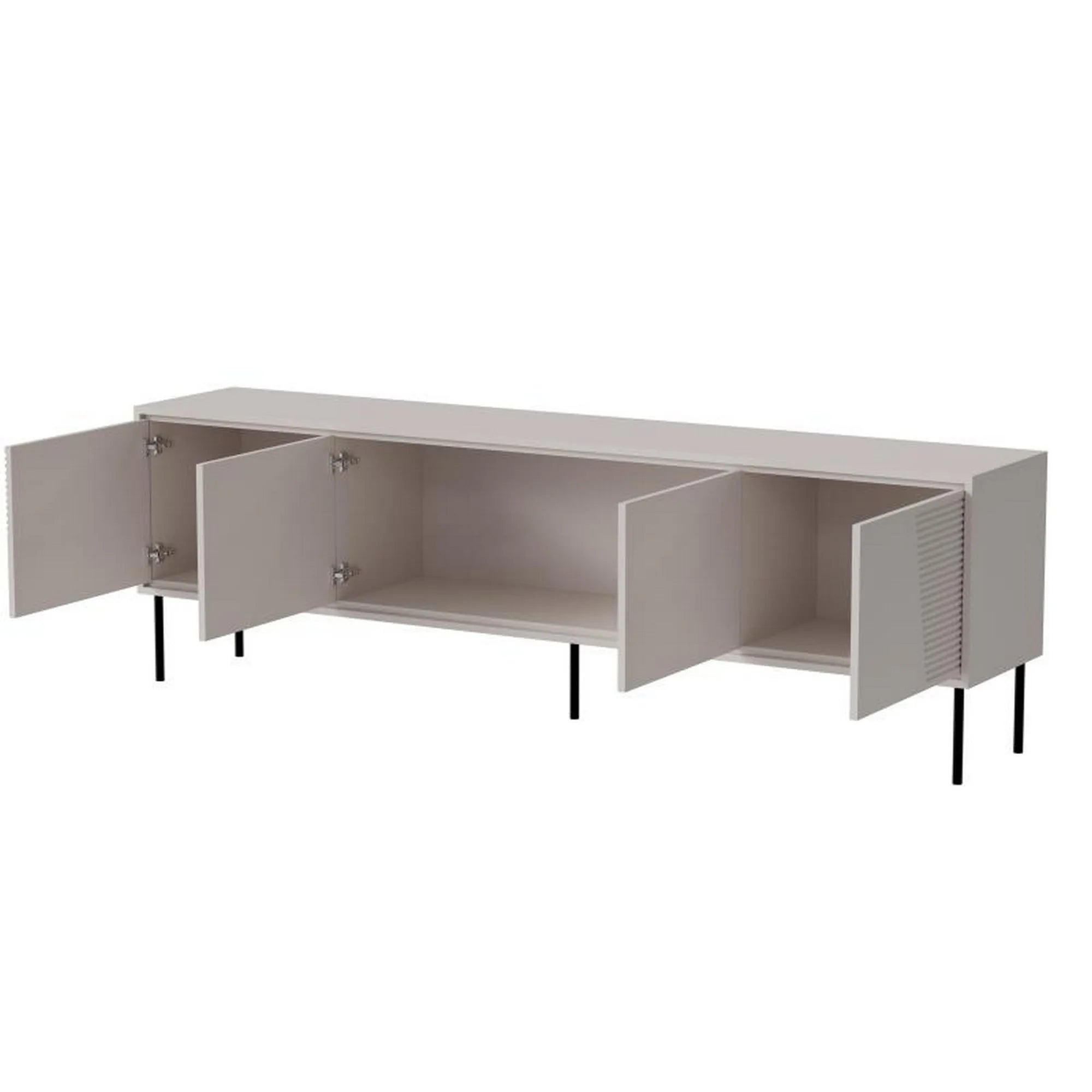 Comoda TV ABI, bej/negru, PAL laminat/metal, 200x38x62 cm